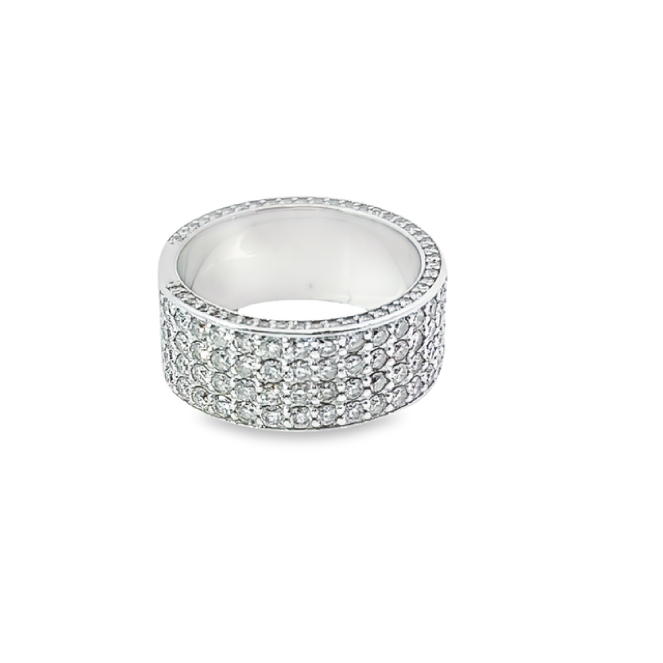 14k White Gold Diamond Round Cut Multi-layer Wedding Band 4.70c