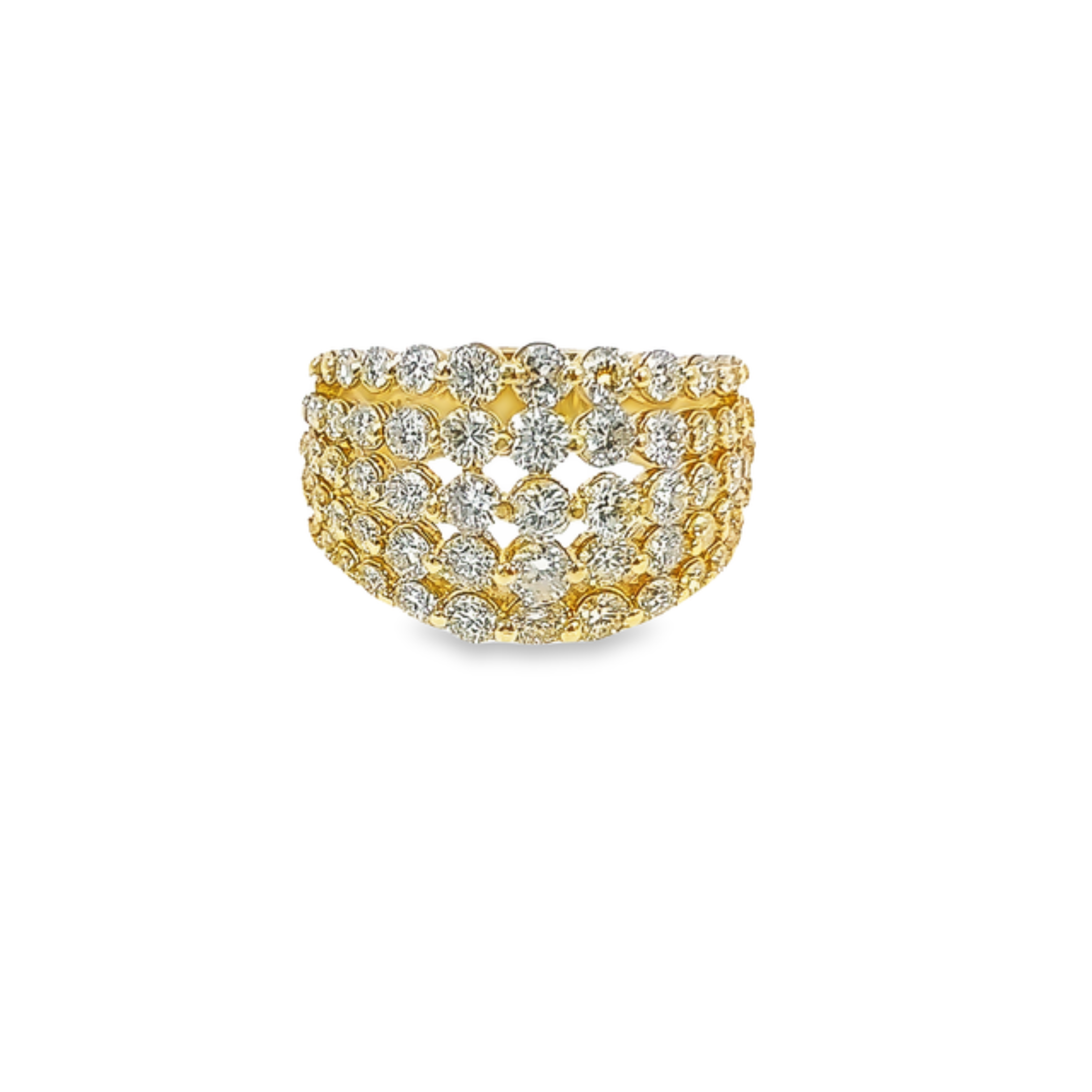 14k Yellow Gold Diamond Round Cut Multi Layer Wedding Band 5.25c