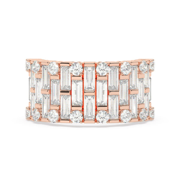 14K White Gold Diamond Round And Baguette Cut Wedding Ring 2.69c - LA DIAMOND
