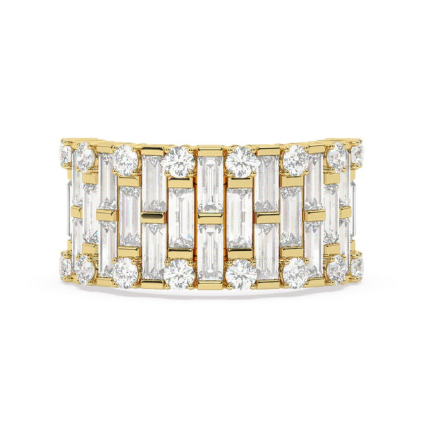 14K White Gold Diamond Round And Baguette Cut Wedding Ring 2.69c - LA DIAMOND