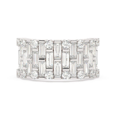 14K White Gold Diamond Round And Baguette Cut Wedding Ring 2.69c
