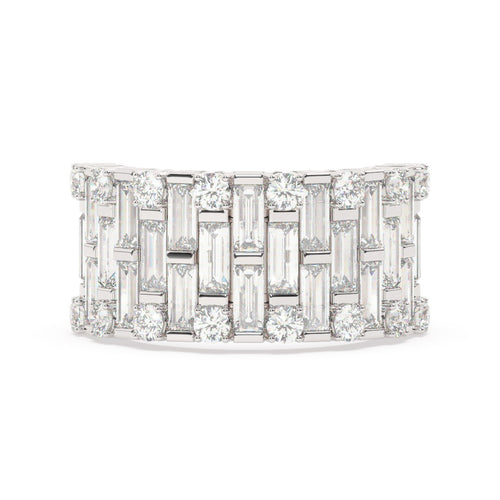 14K White Gold Diamond Round And Baguette Cut Wedding Ring 2.69c - LA DIAMOND