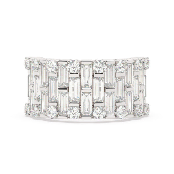 14K White Gold Diamond Round And Baguette Cut Wedding Ring 2.69c - LA DIAMOND