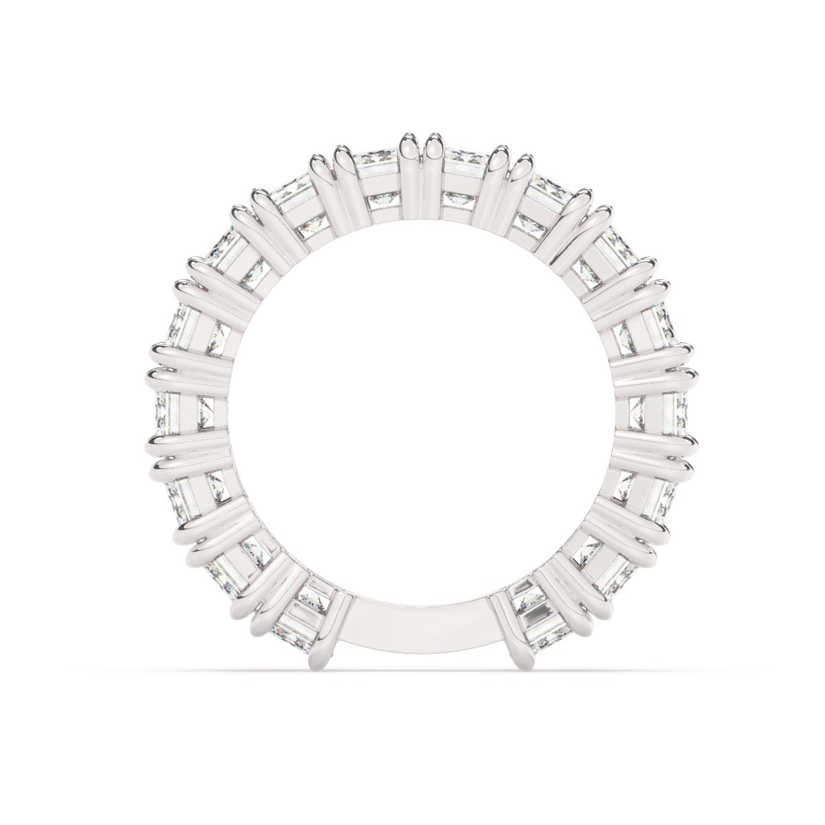 14k White Gold Diamond Emerald Cut Wedding Ring 7.75c