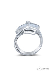 14k White Gold Diamond Bezel Corner Princess Cut Ring 3.96c - LA DIAMOND