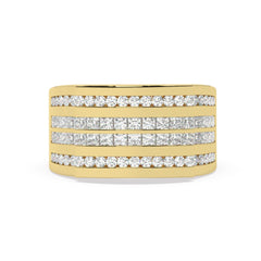 14K White Gold Princess and Round Cut Diamond Ring 1.80c