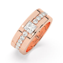 14k White Gold Diamond Platinum  Bezel Corner Princess Cut Wedding Band 26.25