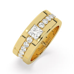 14k White Gold Diamond Platinum  Bezel Corner Princess Cut Wedding Band 26.25