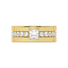 14k White Gold Diamond Platinum  Bezel Corner Princess Cut Wedding Band 26.25