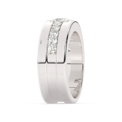14k White Gold Diamond Platinum  Bezel Corner Princess Cut Wedding Band 26.25