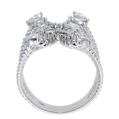 18K White Gold Diamond Mutli Layer Round And Marquise Cut Diamond Ring 2.50c