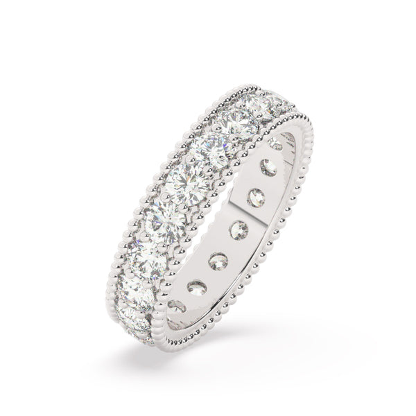 White Gold Diamond  Round Cut Wedding Band - LA DIAMOND