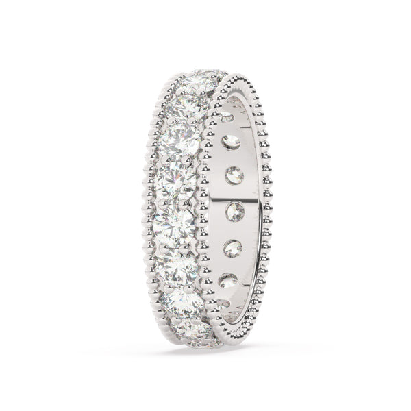 White Gold Diamond  Round Cut Wedding Band - LA DIAMOND