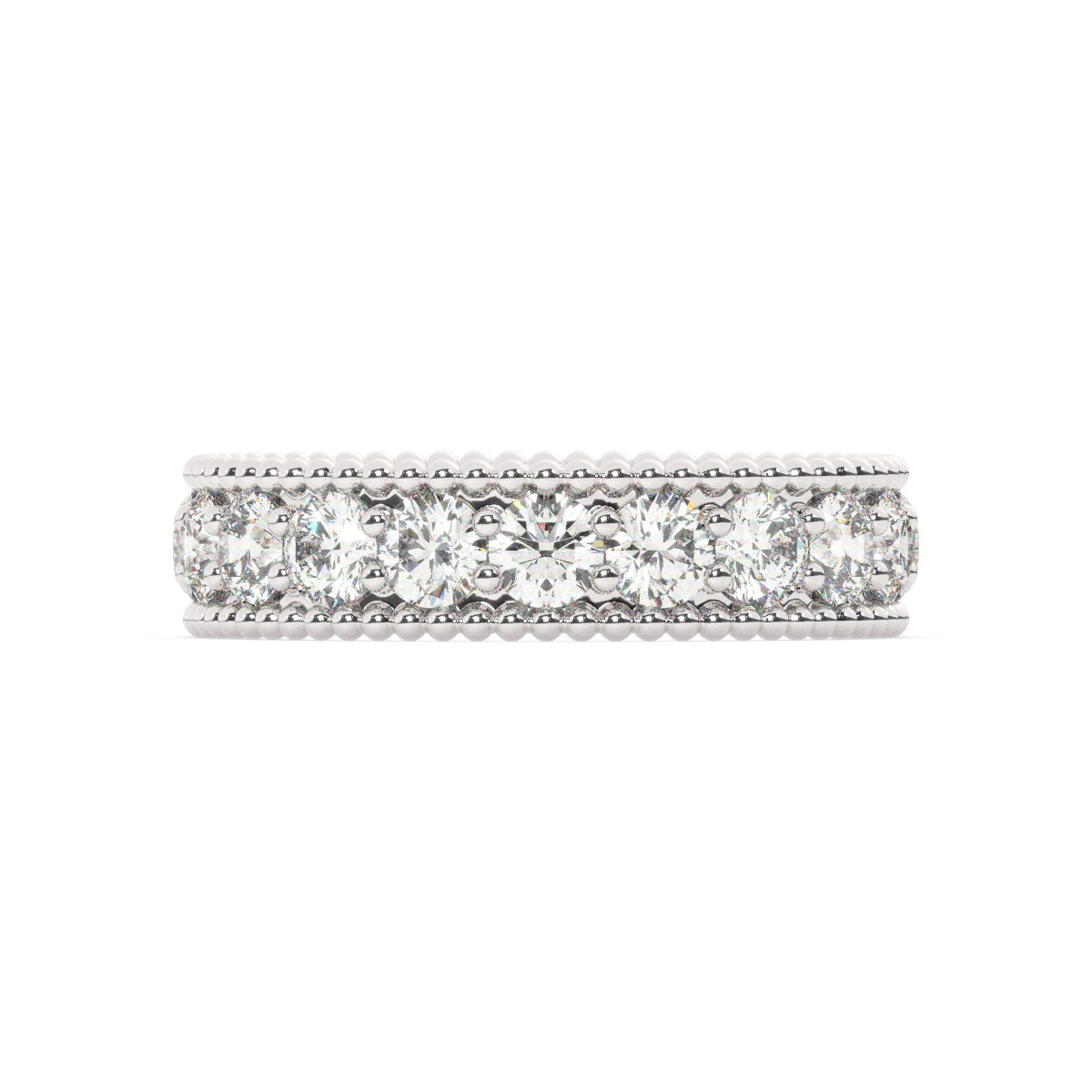 White Gold Diamond  Round Cut Wedding Band
