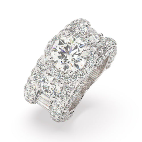 14K White Gold Round Brilliant Diamond Ring - LA DIAMOND