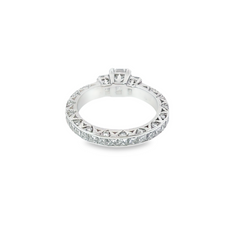14k White Gold Diamond Emerald Cut Infinity Engagement Ring .96c