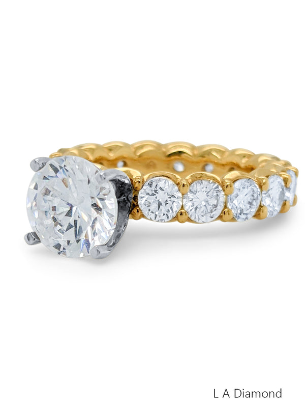 Yellow White Gold Diamond Ring - LA DIAMOND
