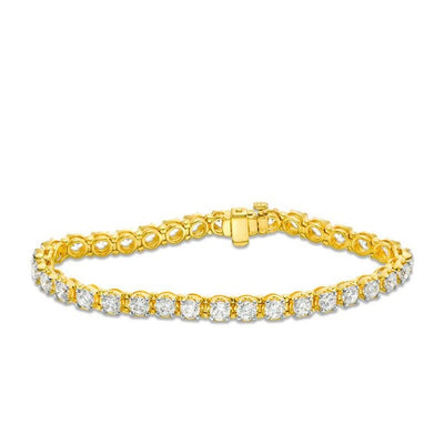 14K Yellow Gold Diamond Round Cut Tennis Bracelet 8 CT. T.W.