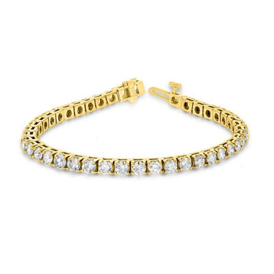 14K Yellow Gold Diamond Round Cut Tennis Bracelet 7 CT. T.W.